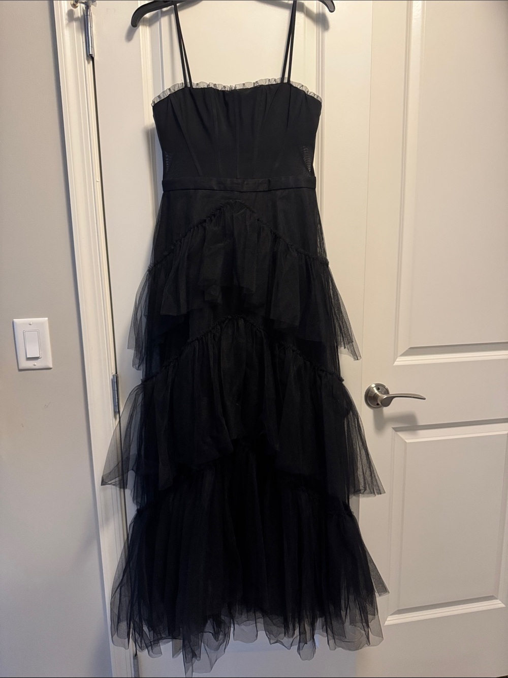Black Tiered Tulle Maxi Dress